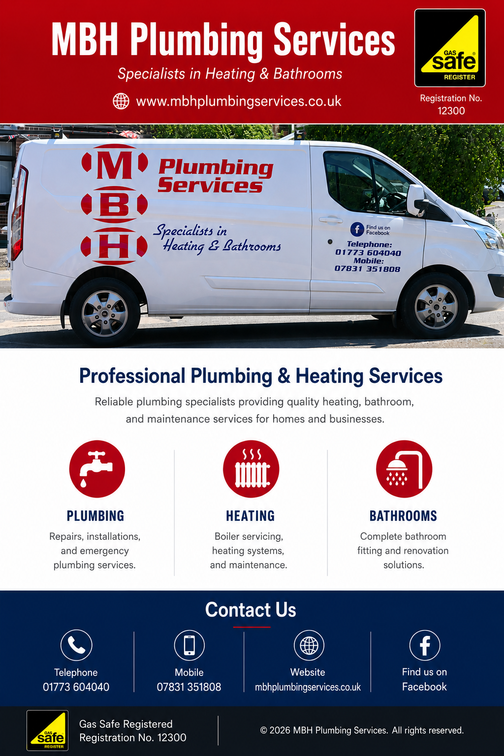 MBH Plumbing Services van